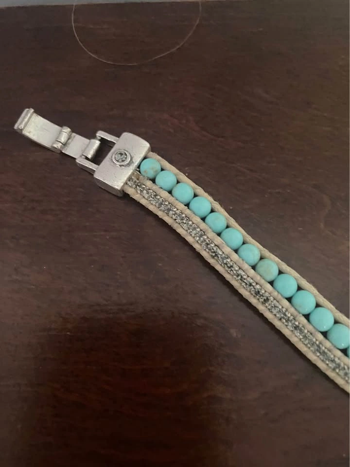 Turquoise Bead and Rhinestone Wrap Bracelet - photo 3