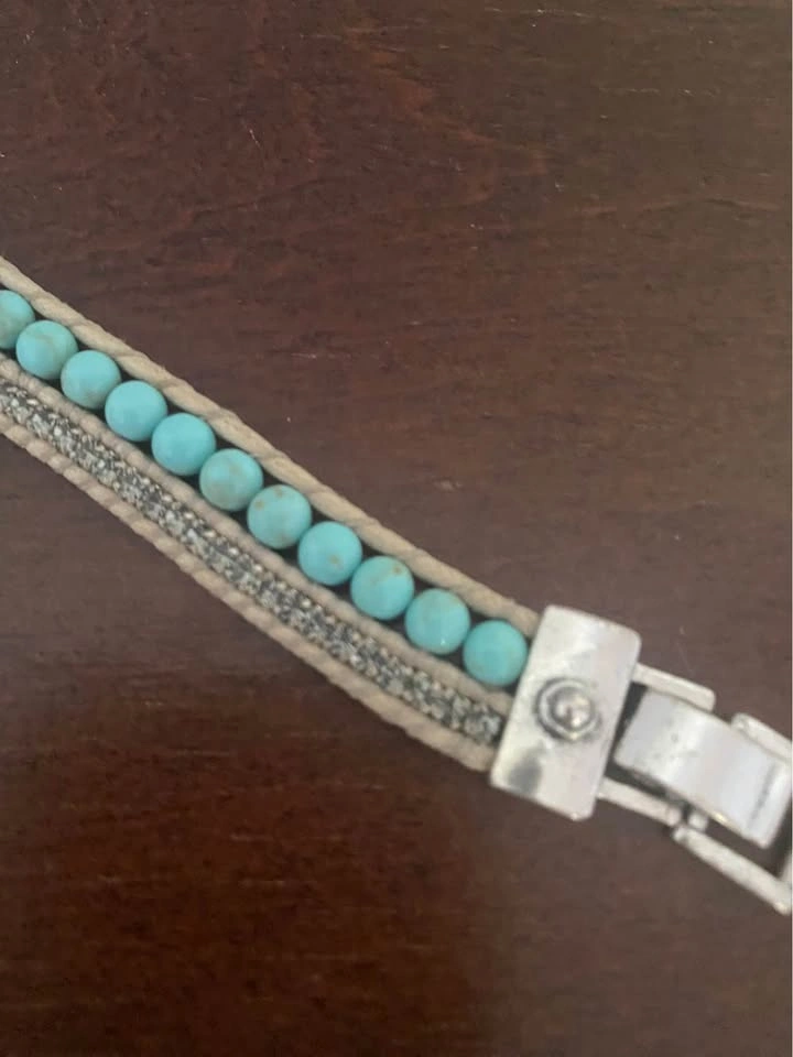 Turquoise Bead and Rhinestone Wrap Bracelet - photo 4