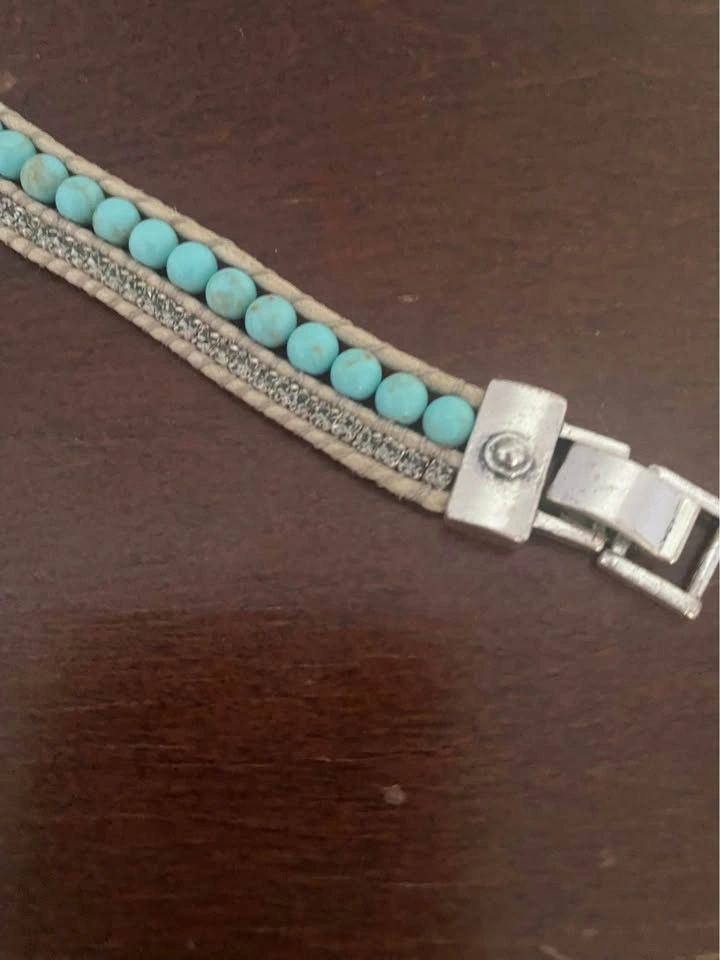 Turquoise Bead and Rhinestone Wrap Bracelet - photo 5