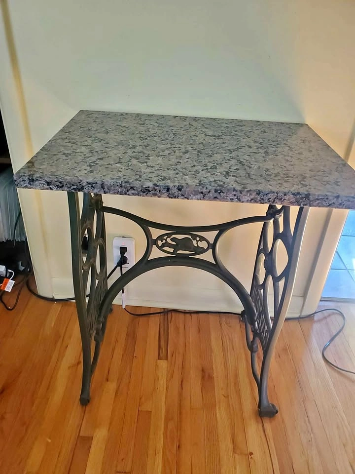 Custom Granite Top Antique Raymond Beaver Sewing Table