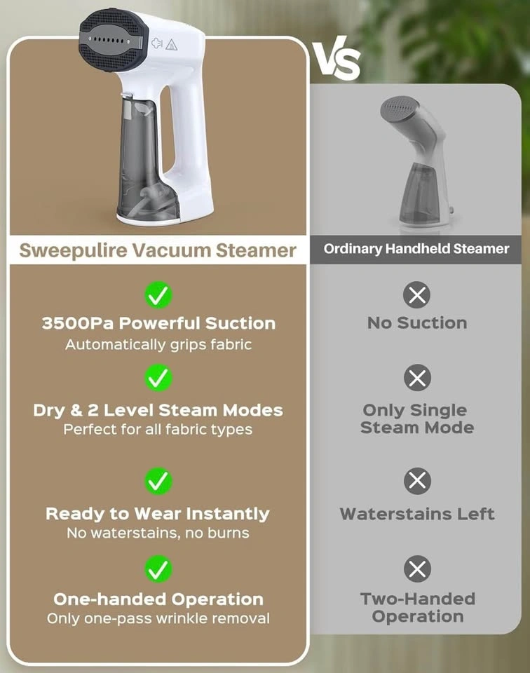 Sweepulire Vacuum Steamer for Clothes, 3500Pa Suction - photo 4