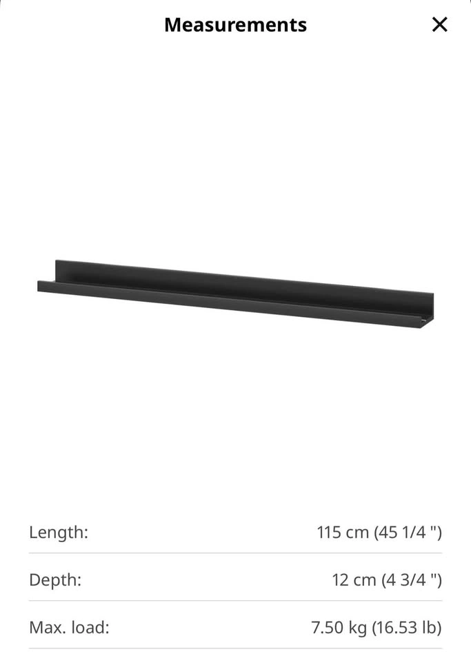 Ikea MOSSLANDA black shelf and picture ledge (115cm) - New - photo 4