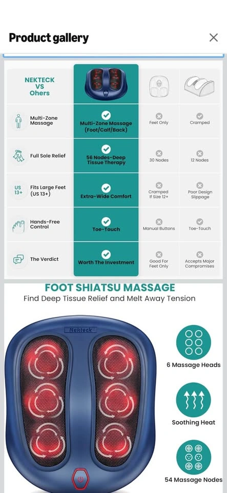 Nekteck Shiatsu Heated Electric Foot Massager - photo 2