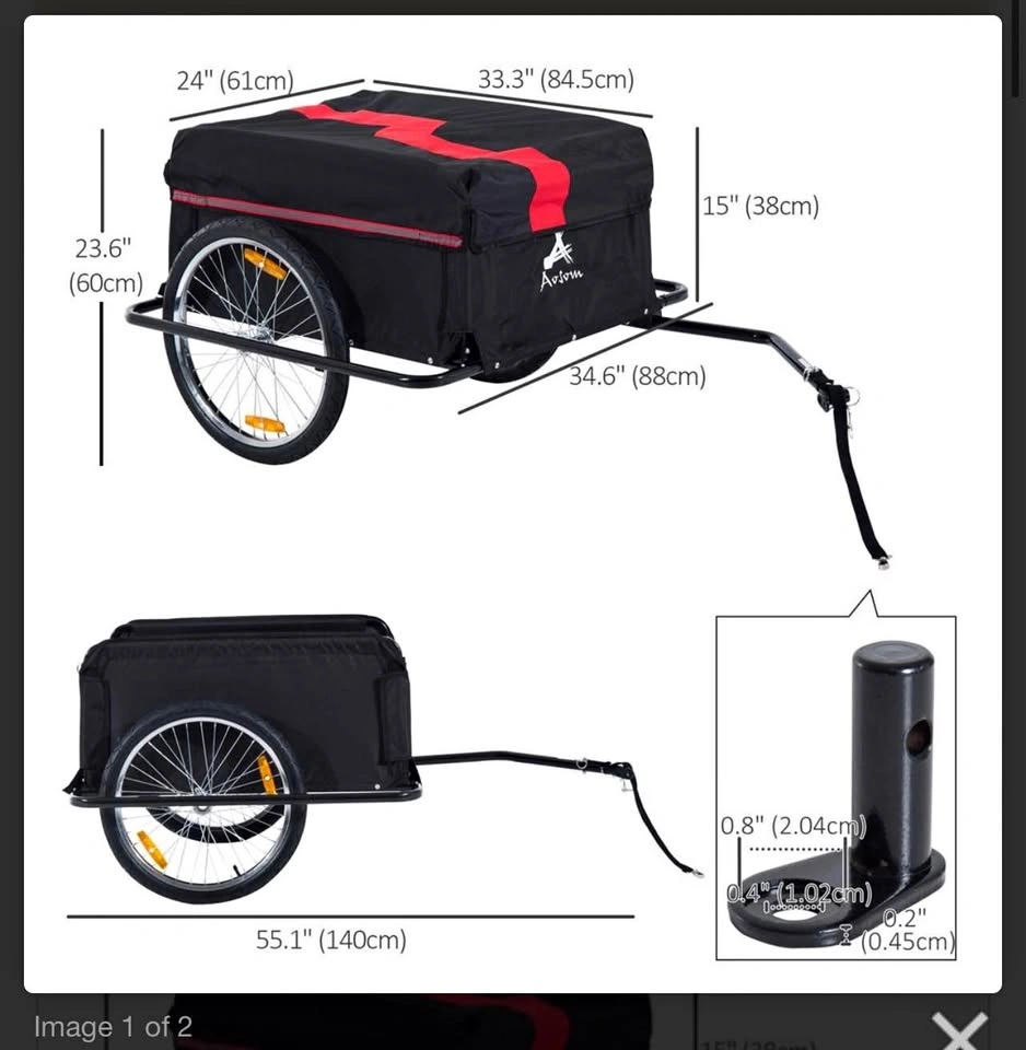 Aosom Bicycle Trailer Bike Cargo Trailer Garden Utility Cart