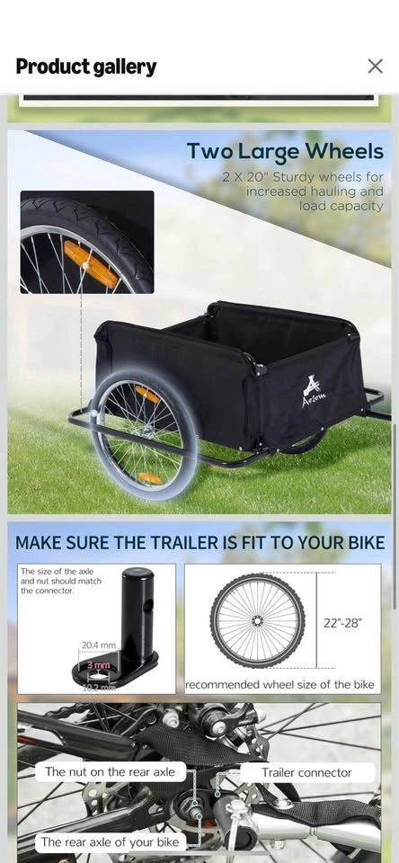 Aosom Bicycle Trailer Bike Cargo Trailer Garden Utility Cart - photo 5