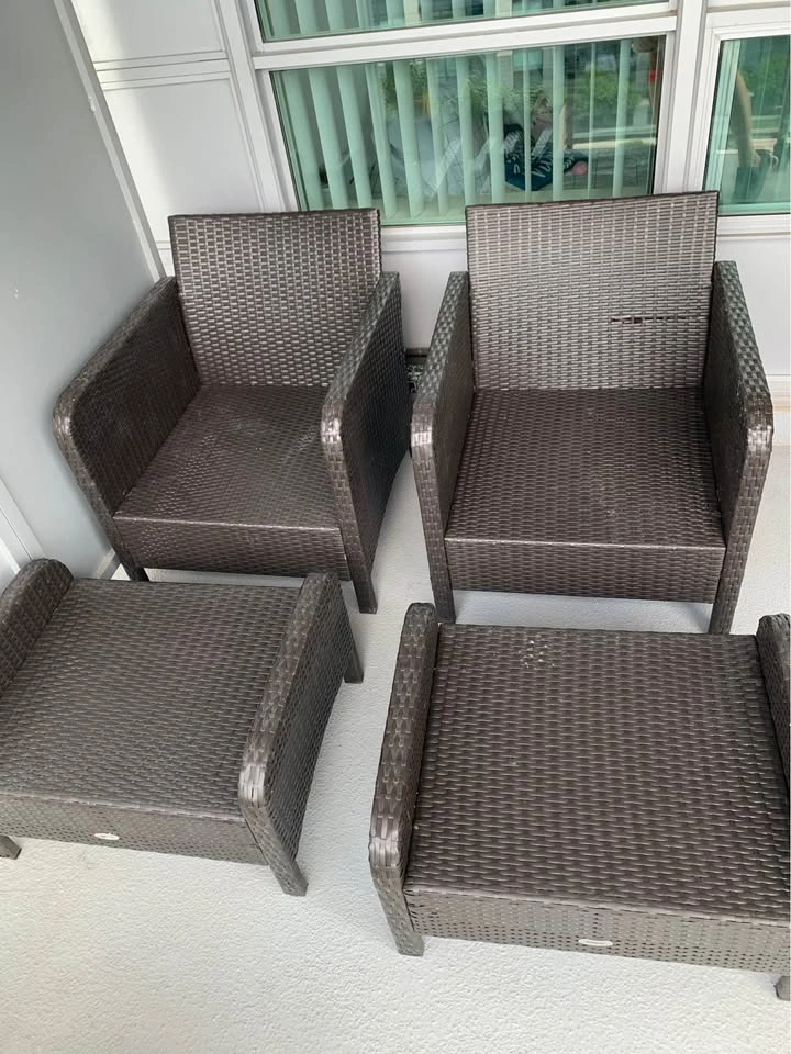 4-Piece Dark Brown Wicker Outdoor Patio Set - photo 2