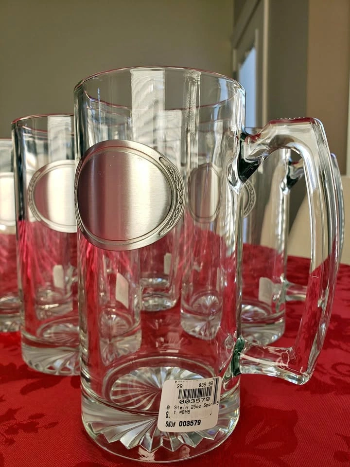 NEW! Huge 25 Oz. Heavy Engravable Glass Steins ($15 Each)