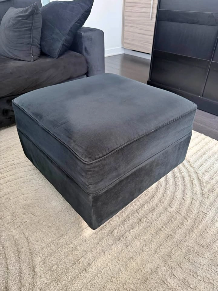 Black Velvet Storage Ottoman