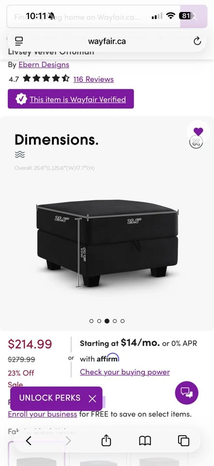 Black Velvet Storage Ottoman - photo 5