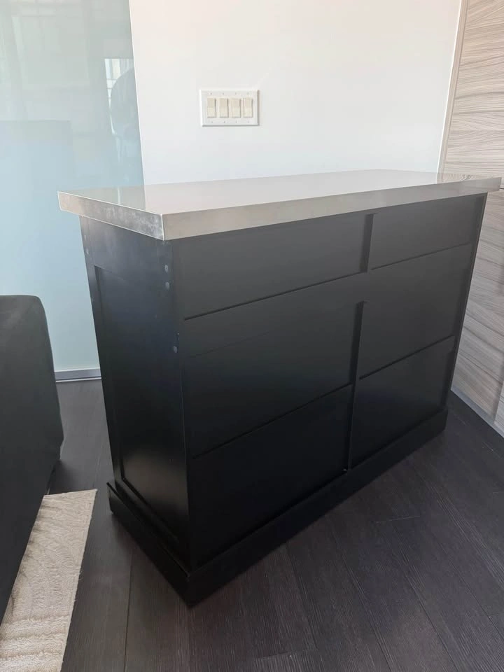 Black Kitchen Island with Stainless Steel Top - photo 2