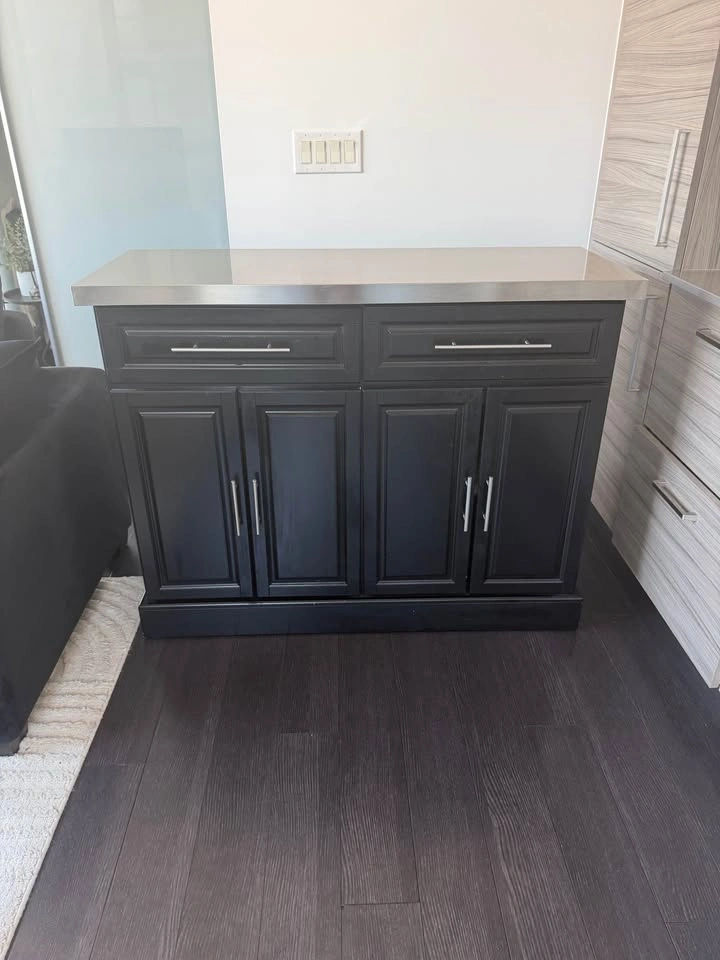 Black Kitchen Island with Stainless Steel Top - photo 3