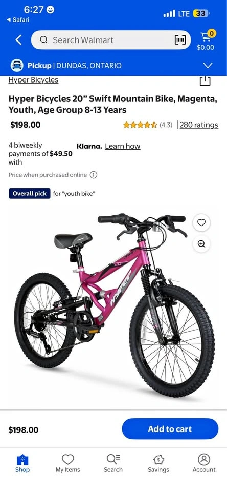 NEW Hyper Bicycles 20” Swift Mountain Bike, Magenta, 8-13Y