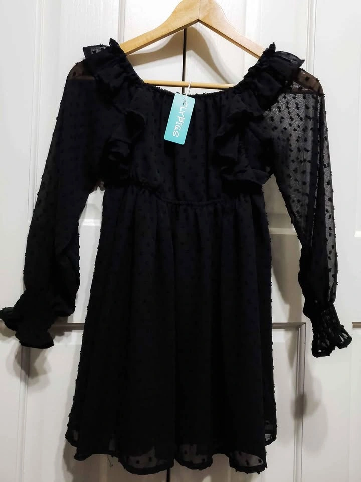 NEW! Flypigs Girls Ruffle Trim A-Line Swiss Dot Dress - photo 2