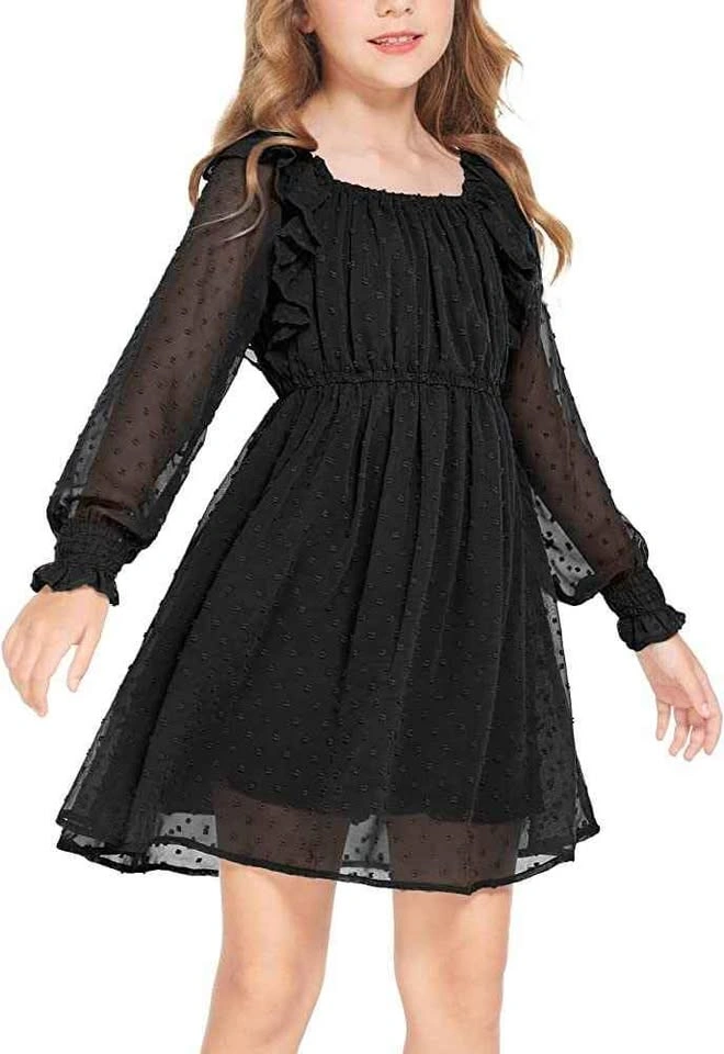 NEW! Flypigs Girls Ruffle Trim A-Line Swiss Dot Dress - photo 4