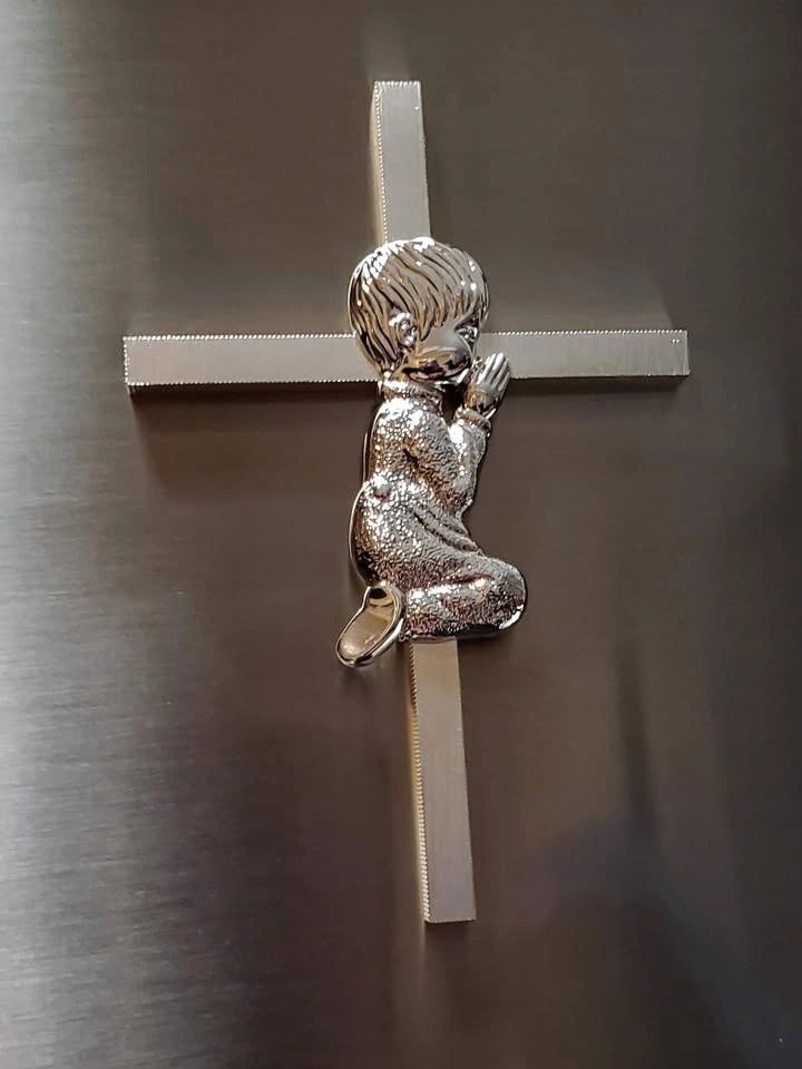 New In Box! Stainless Steel Cross Plaque – Boy - photo 4