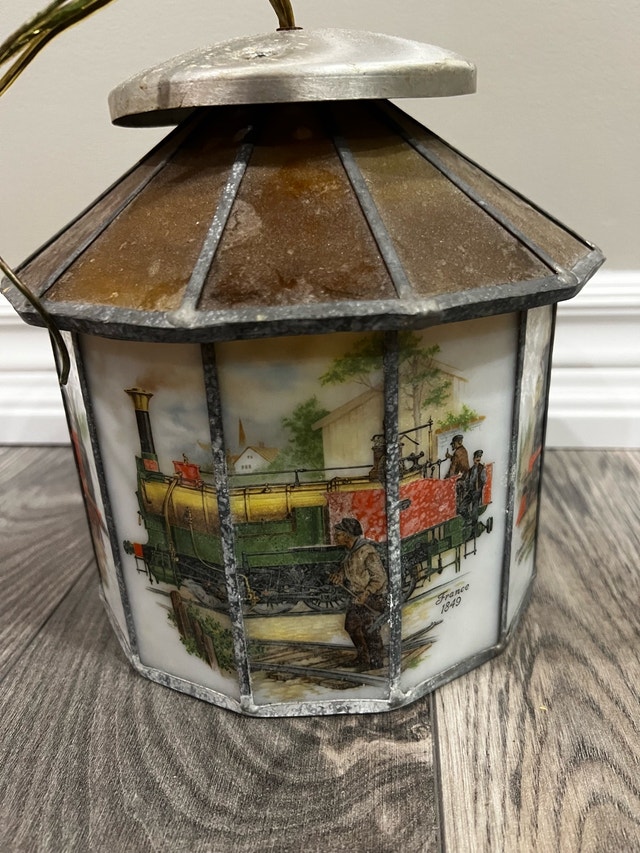 Antique Glass Train Chandelier