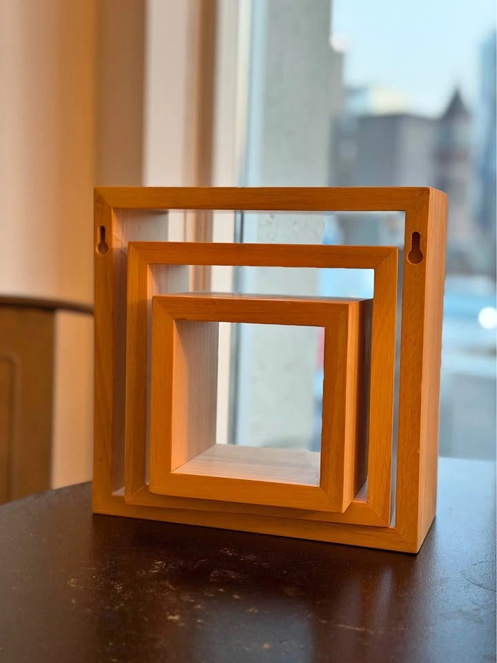 Set of 3 Wooden Square Floating Shelves