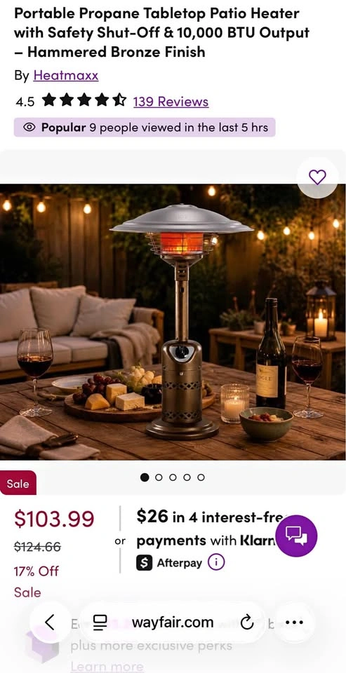 HeatMaxx Bronze Tabletop Patio Heater