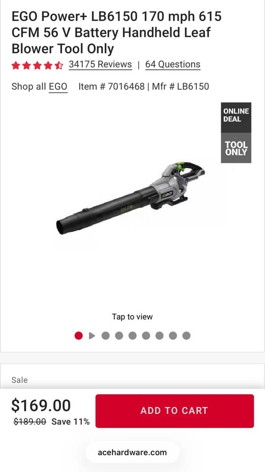 EGO POWER+ 56V 615 CFM Lithium-Ion Cordless Leaf Blower - photo 4