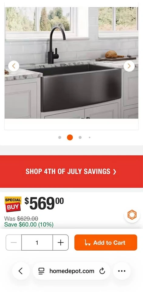 Ruvati RVH9660BL Farmhouse Kitchen Sink