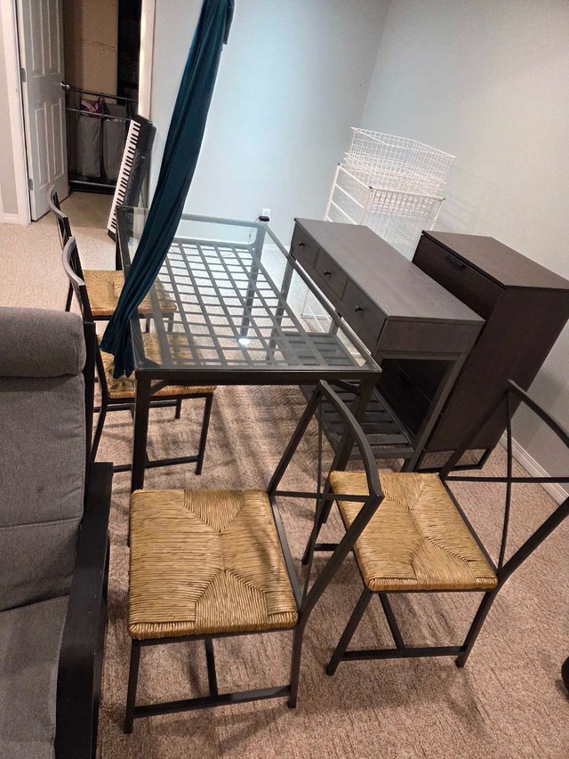 Glass Top Dining Table with 4 Chairs & Rocking Chair - photo 2