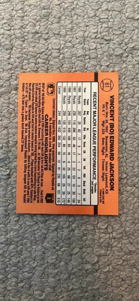 Bo Jackson #61 1990 Donruss - photo 2