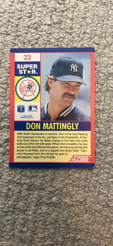 Don Mattingly #23 1991 Score Superstars Baseball Card - photo 2
