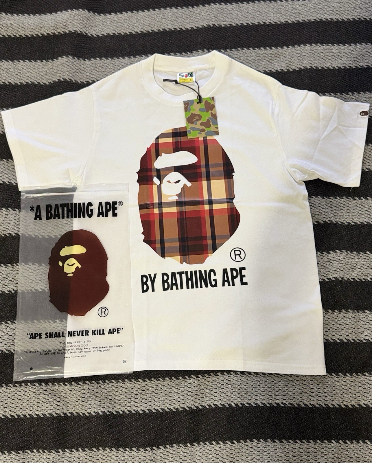 Burberry x Bape White T-Shirt Size S
