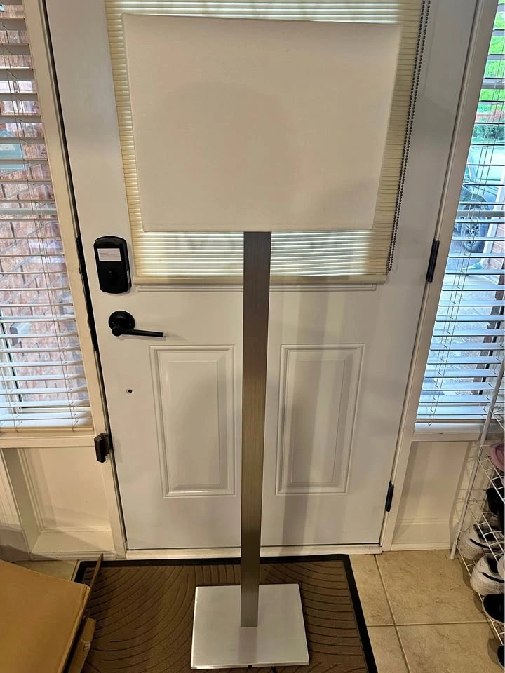 Ikea Modern Brushed Metal Floor Lamp with Rectangular Shade