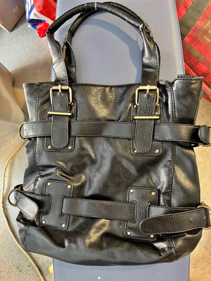 Aldo Black Faux Leather Tote Bag