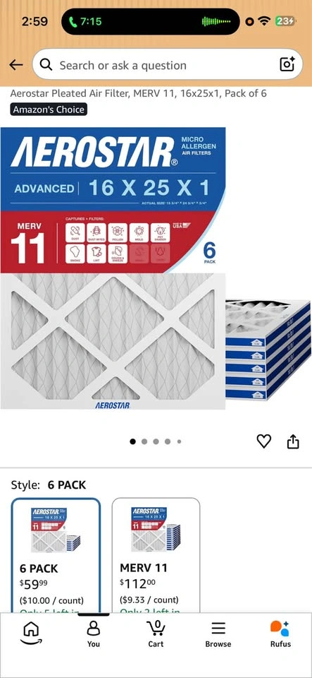 Aerostar MERV 11 Air Filters 16x25x1 BRAND NEW qty 4 - photo 2