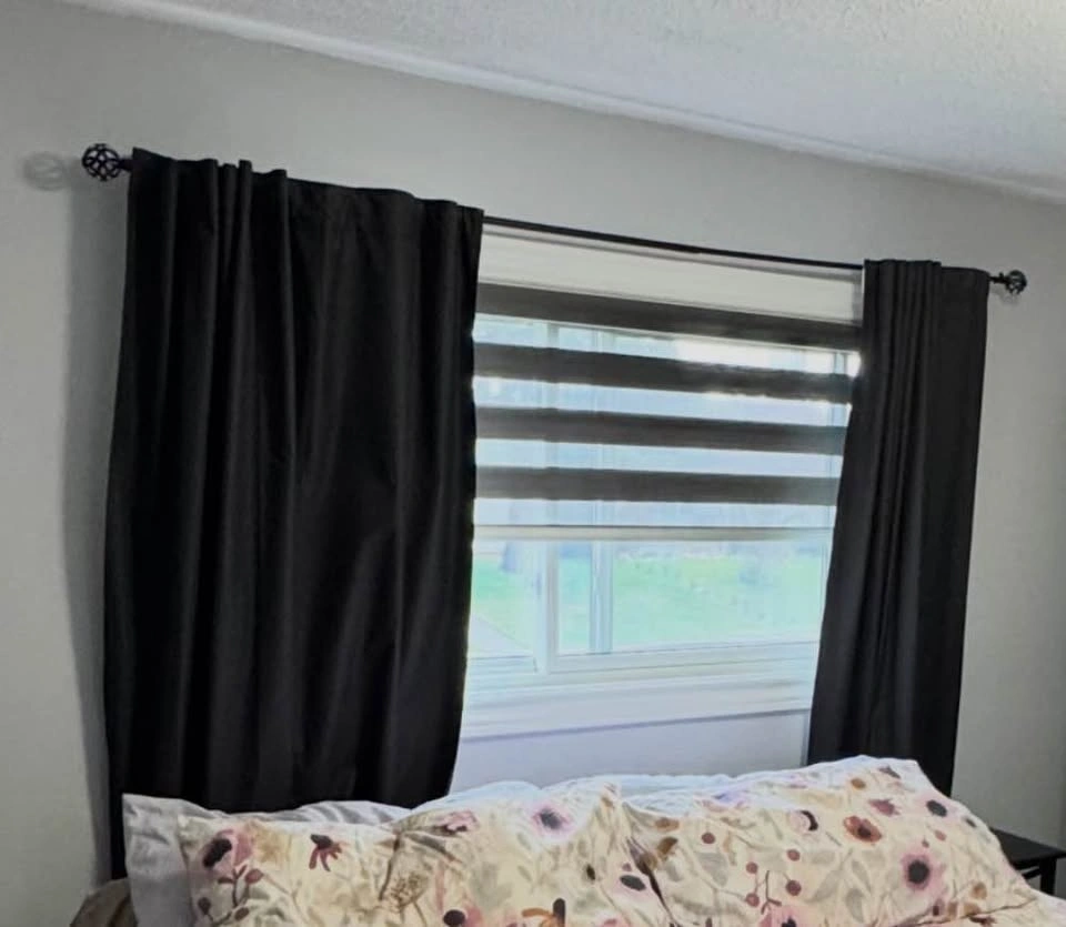 Black Metal Curtain Rod with Cage Finials - 46”-88” - photo 2