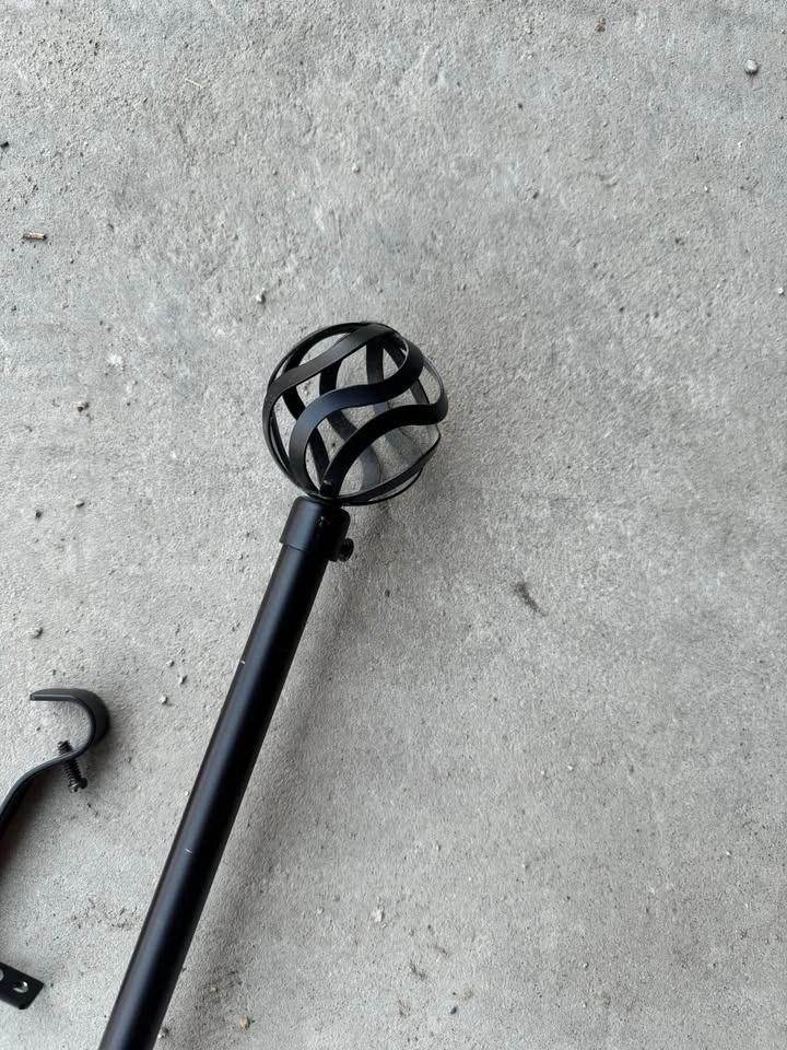 Black Metal Curtain Rod with Cage Finials - 46”-88” - photo 3