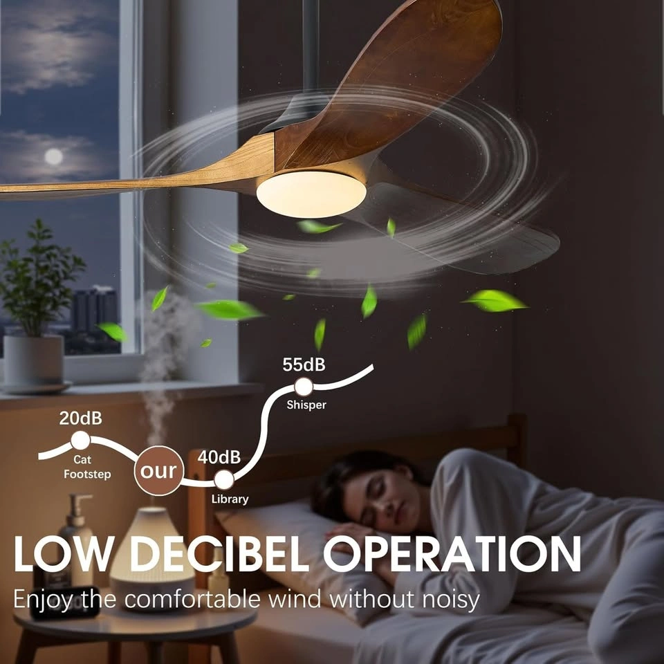 Modern 3-Blade Wood Ceiling Fan with LED Light and Remote - photo 5