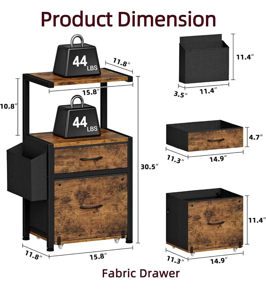 Dual Shelf Printer Stand with Fabric Drawers