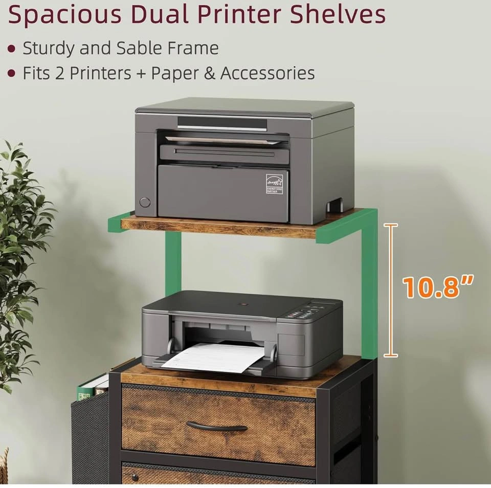 Dual Shelf Printer Stand with Fabric Drawers - photo 2