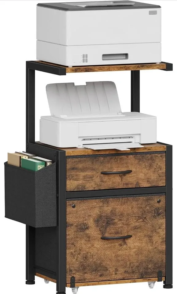Dual Shelf Printer Stand with Fabric Drawers - photo 3