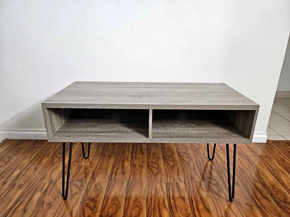 Mid-Century Modern Coffee Table / TV Stand – Grey Oak Finish