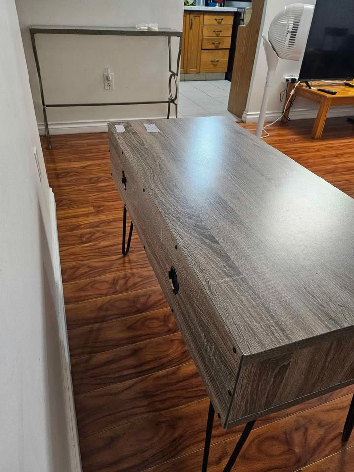 Mid-Century Modern Coffee Table / TV Stand – Grey Oak Finish - photo 5