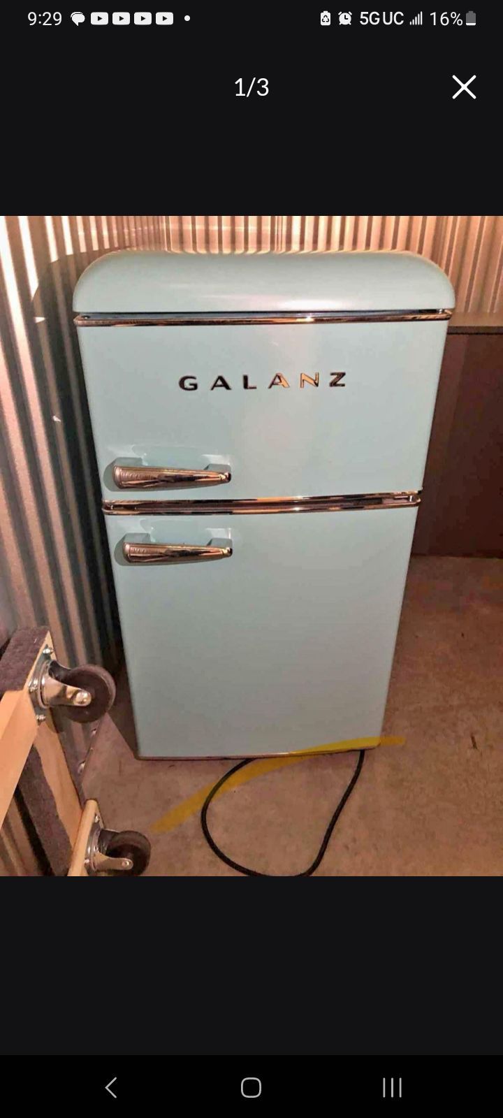 Galanz small refrigerator blue, solid working condition - photo 3