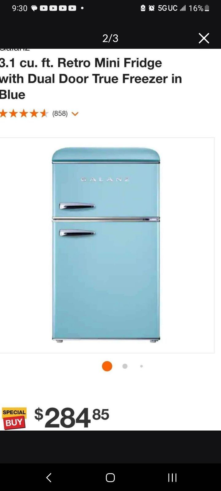 Galanz small refrigerator blue, solid working condition - photo 4