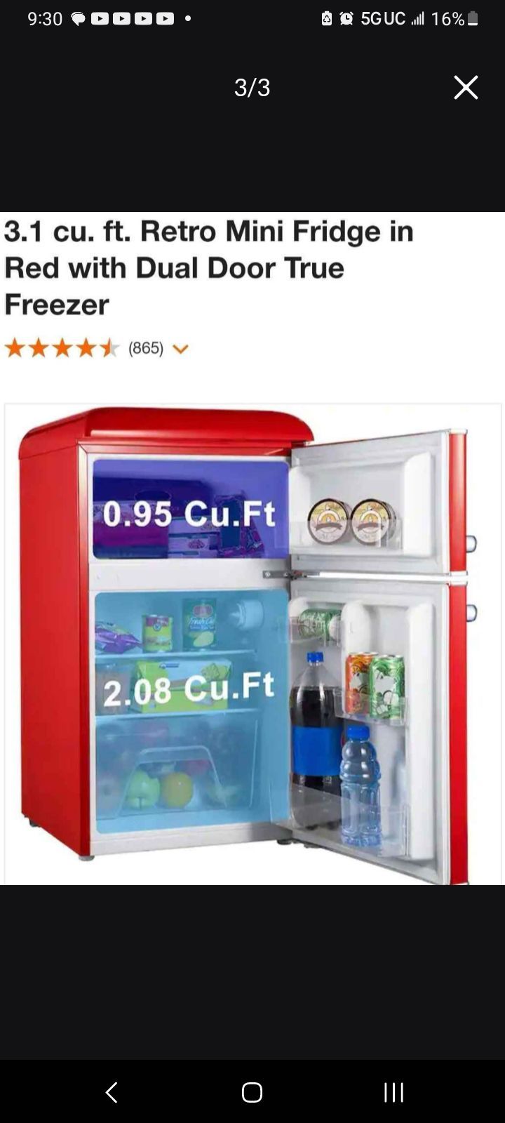 Galanz small refrigerator blue, solid working condition - photo 5