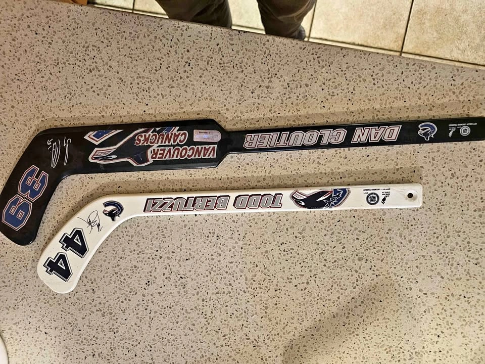 Vancouver Canucks Mini Hockey Sticks - Dan Cloutier & Todd Bertu