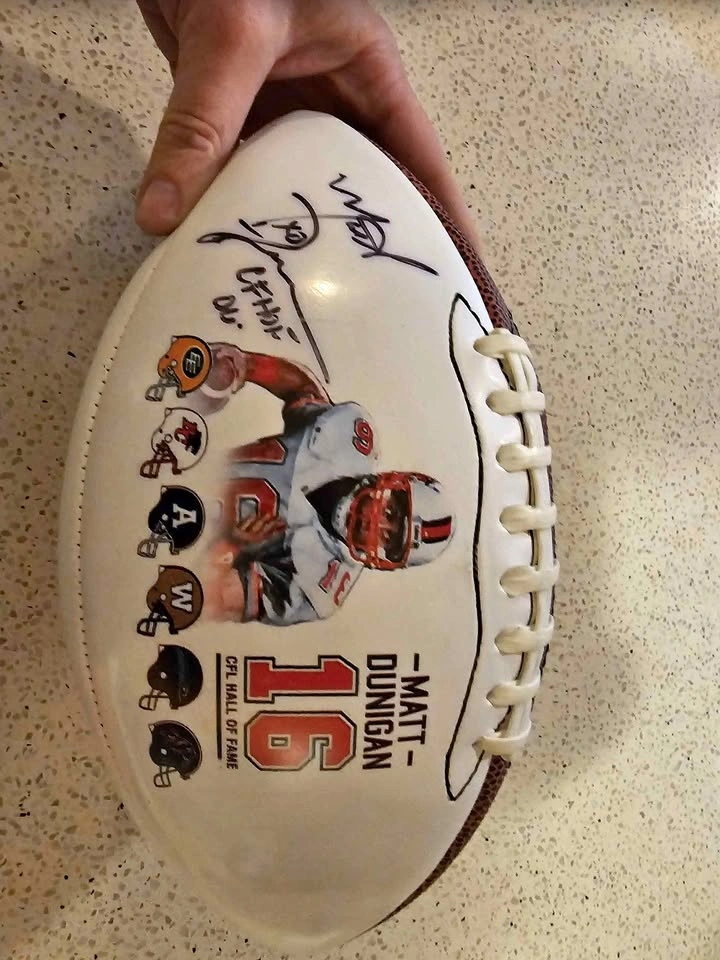 Baden Matt Dunigan CFL Hall of Fame Autographed Football