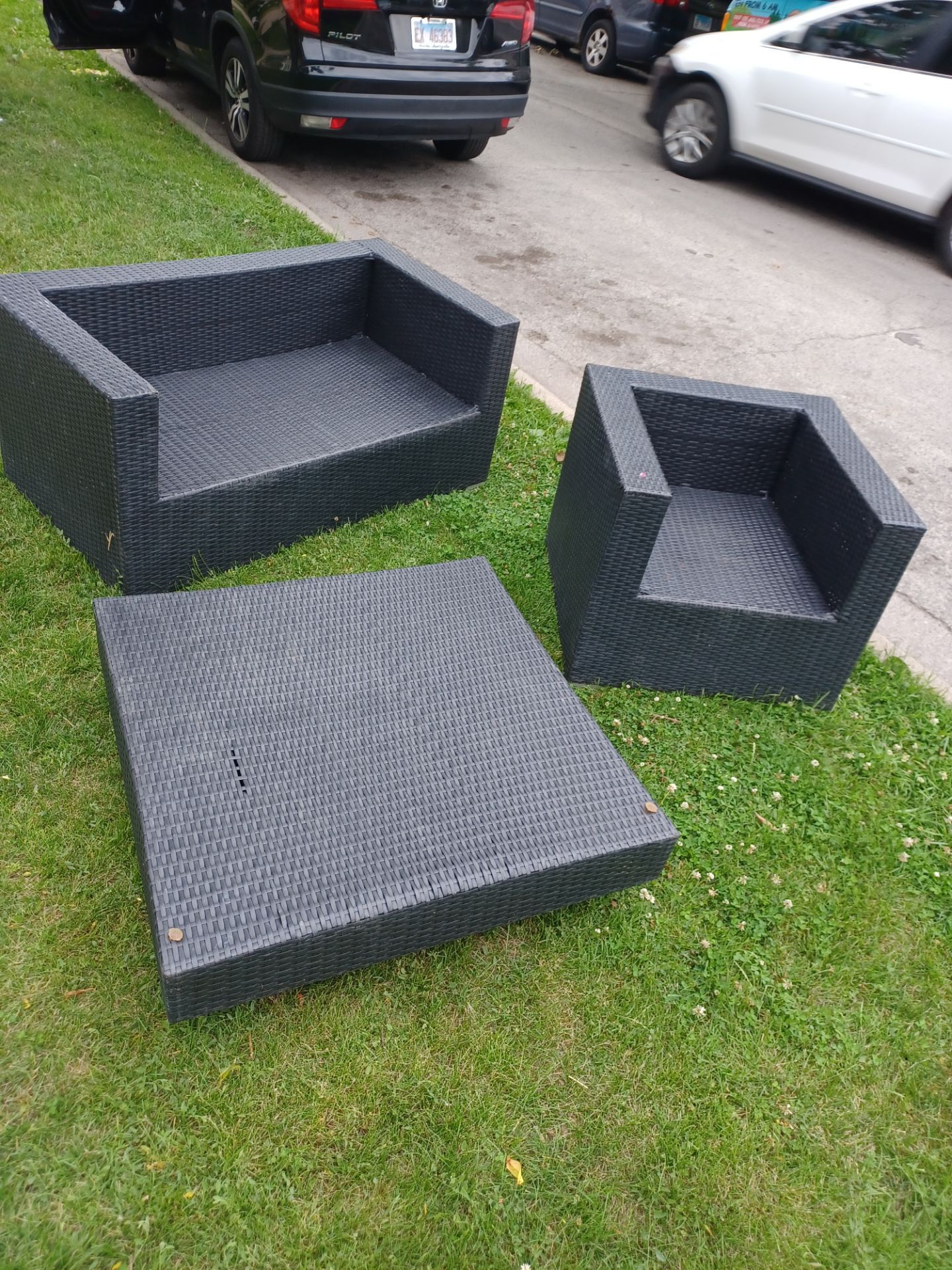 3 piece patio wicker style set solid