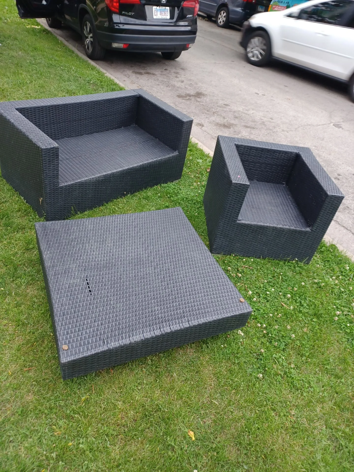 3 piece patio wicker style set solid