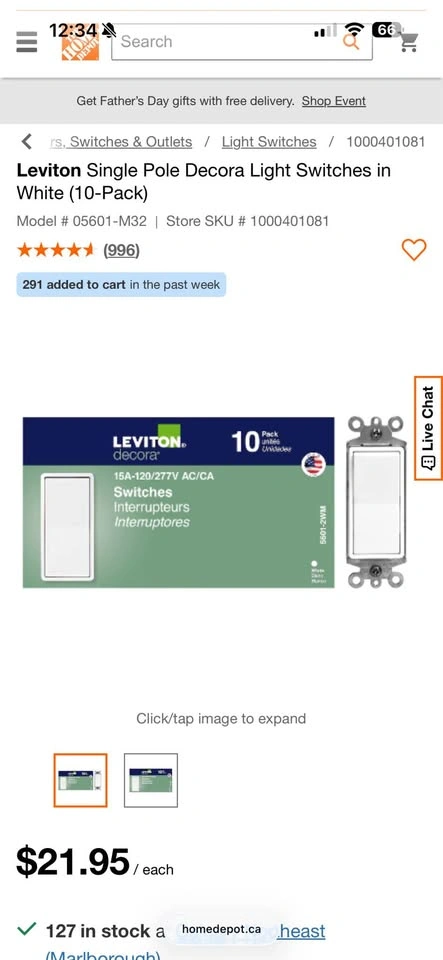 Leviton Decora Single Pole Light Switches QTY 9 - photo 3