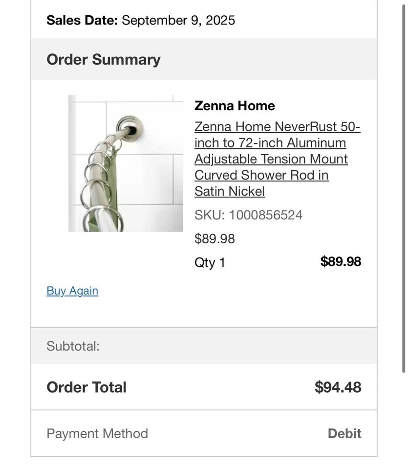 Zenna Home Adjustable Tension Mount Curved Shower Rod - photo 2