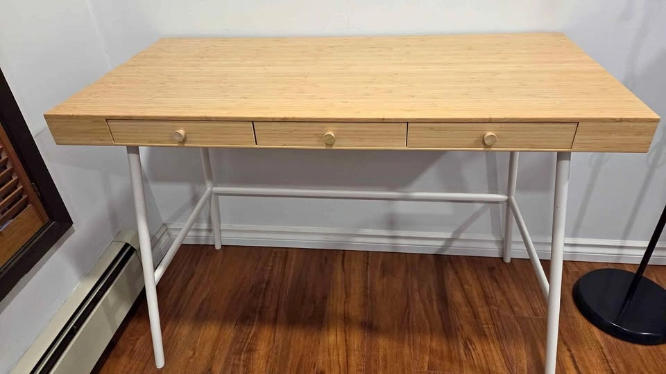 Bamboo Desk with White Legs