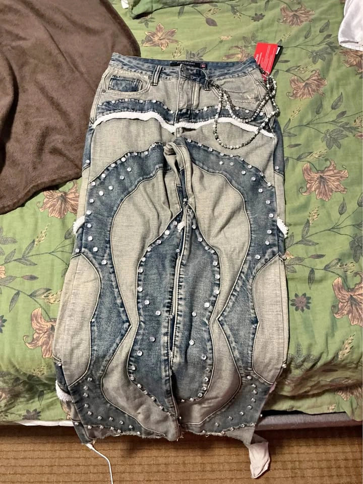 Gunzinii Denim Company Studded Patchwork Jeans Size 32
